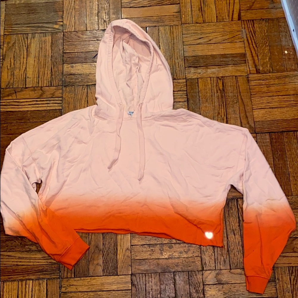 Pink and orange cropped lightweight hoodie